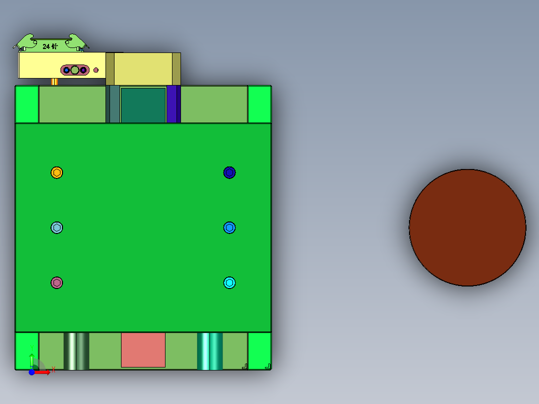 圆形盒盖的注塑模具前视图