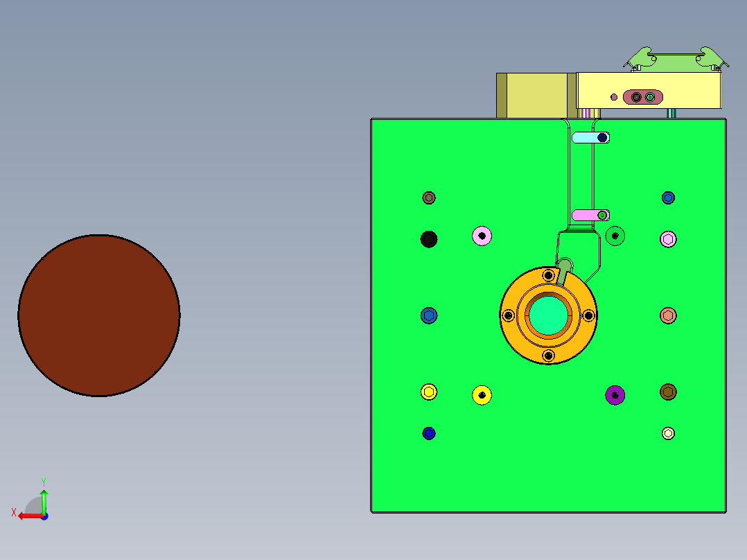 圆形盒盖的注塑模具后视图