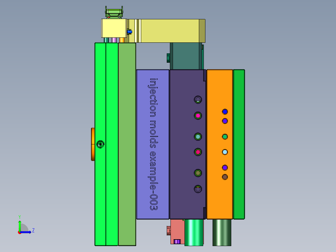 圆形盒盖的注塑模具左视图