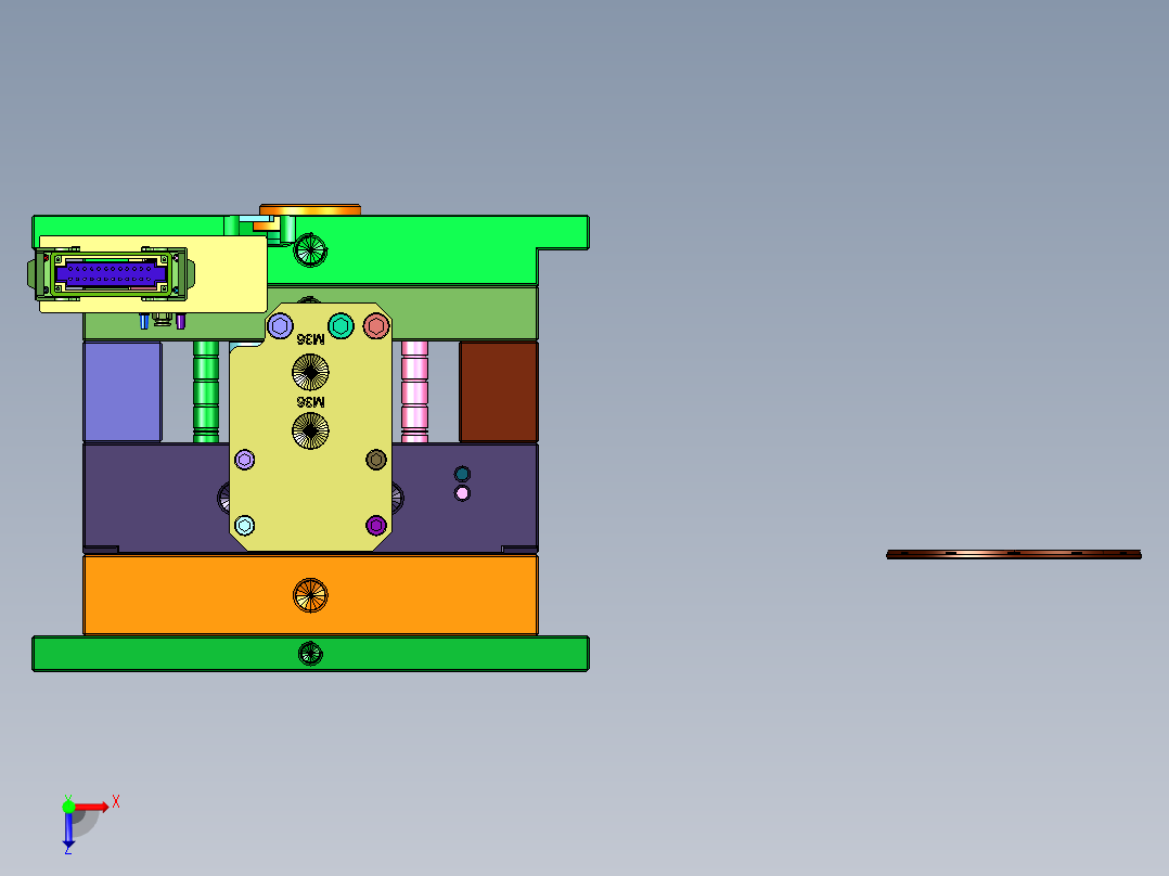 圆形盒盖的注塑模具俯视图