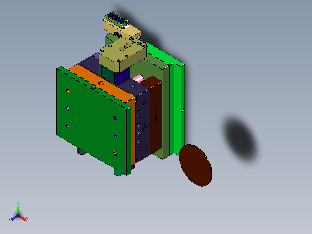 圆形盒盖的注塑模具正等轴测图