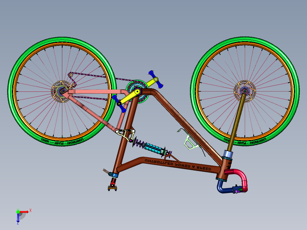 公路竞速欧米茄弯把比赛自行车俯视图