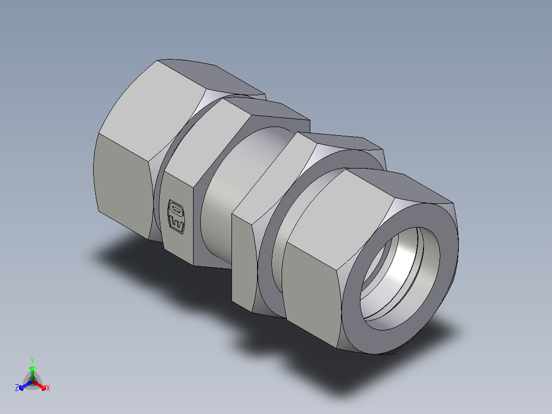 卡套式工业通用硬管接头EO_Bulkhead_union_SV28ZL71正等轴测图