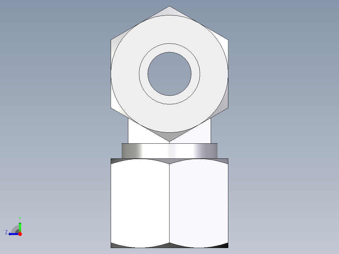 卡套式工业通用硬管接头EO_Union_tee_T14ZSCF右视图