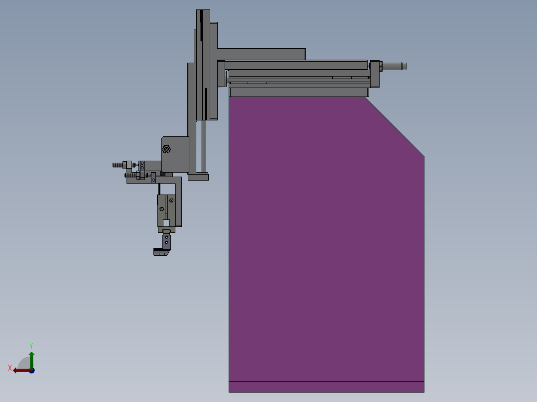 带浮动功能气动上料机构后视图