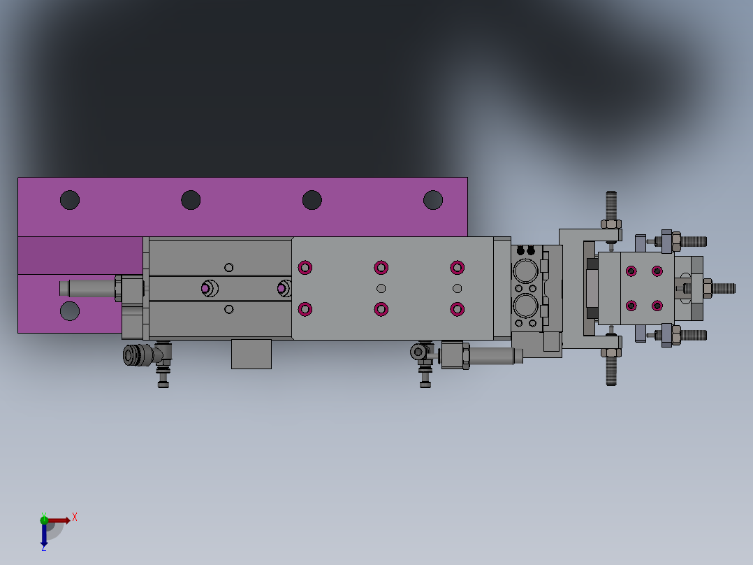 带浮动功能气动上料机构俯视图