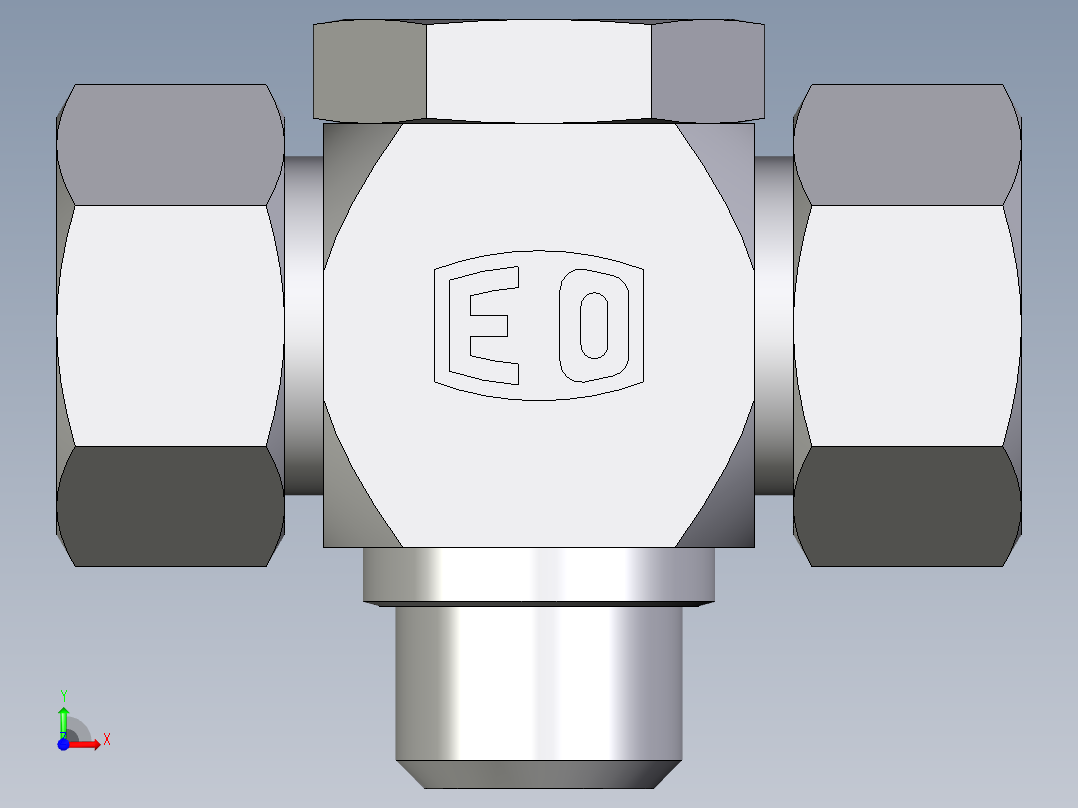 卡套式工业通用硬管接头EO_High_pressure_banjo_tee_TH18LM71前视图