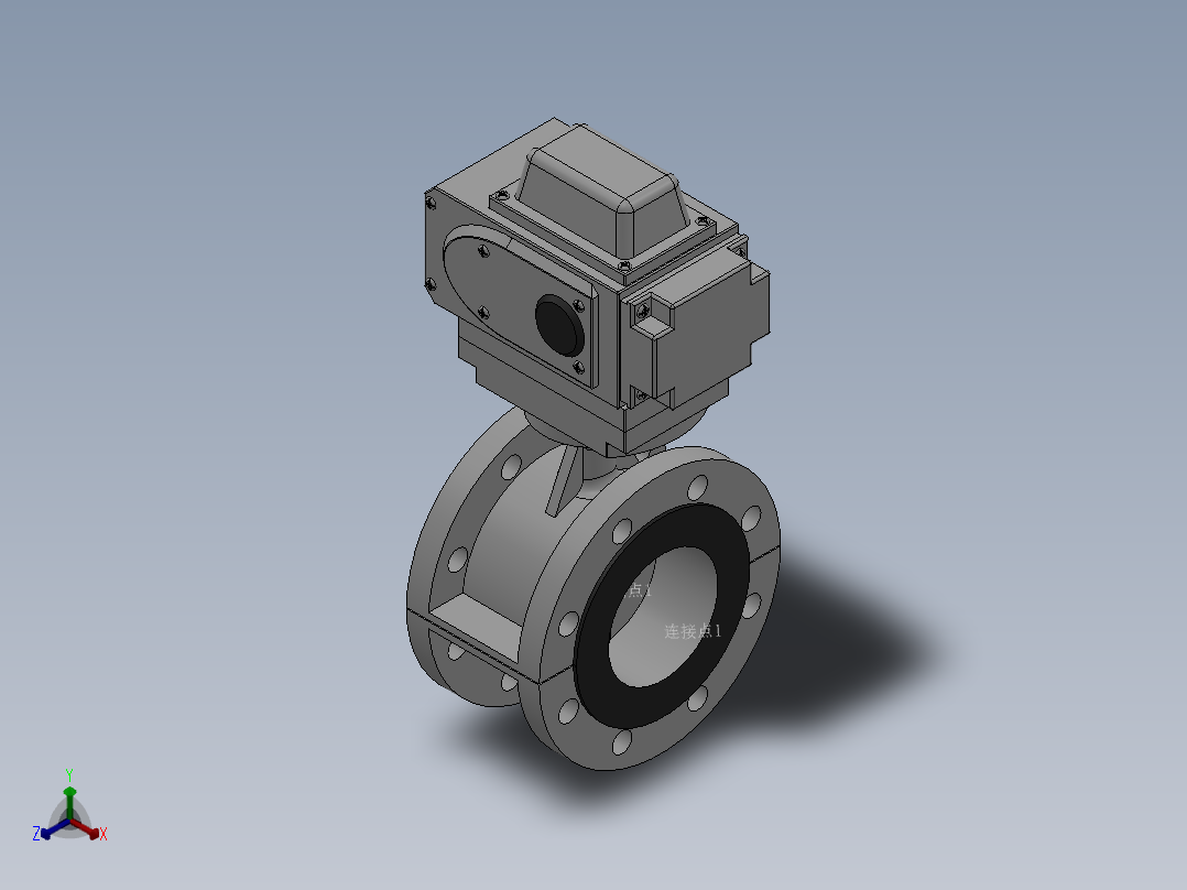 法兰式电动蝶阀-304 DN50-DN400正等轴测图