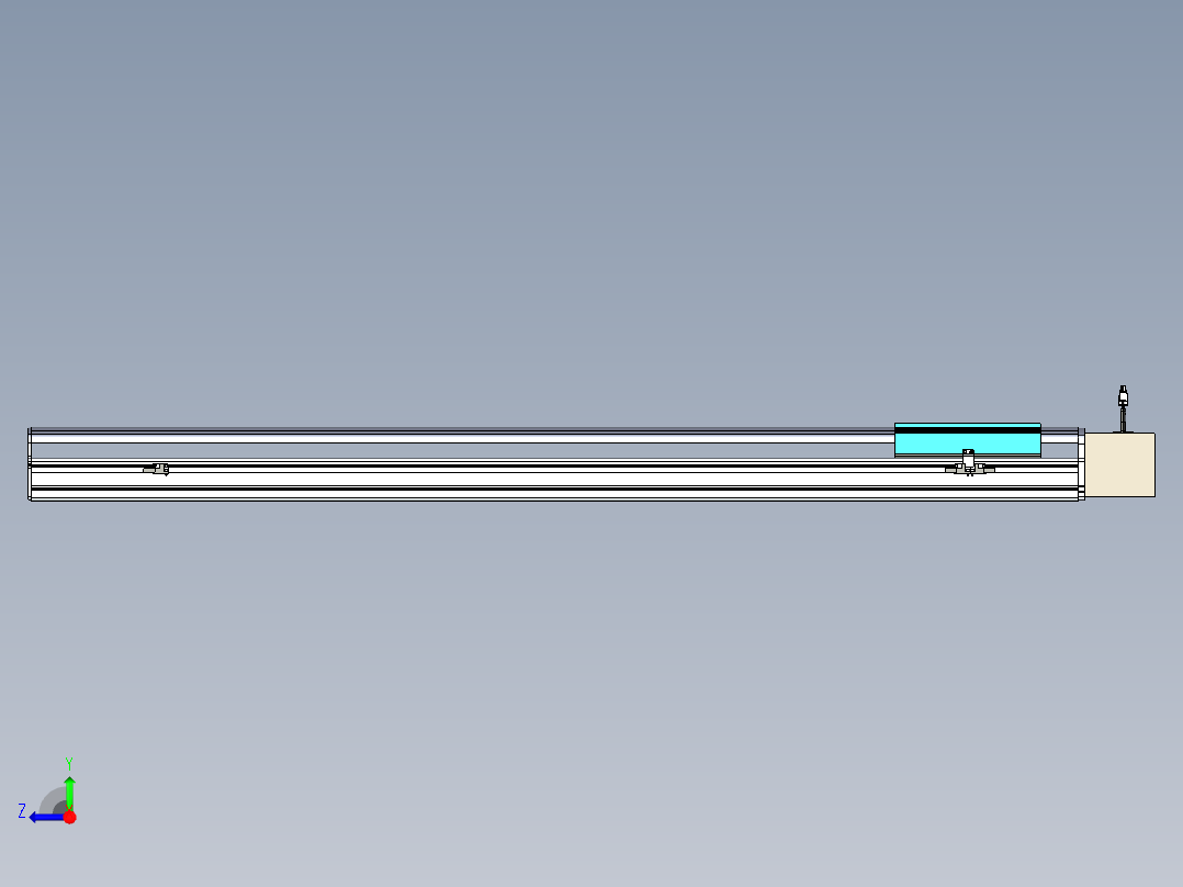 同步带滑台-半封闭B22-L100-C-S1250-L-P75-D3-N5右视图