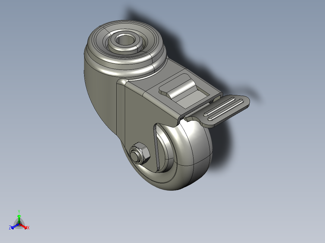 标准脚轮-WH-5083H-76 3in SWIVEL BRAKE BOLT HOLE H=104正等轴测图