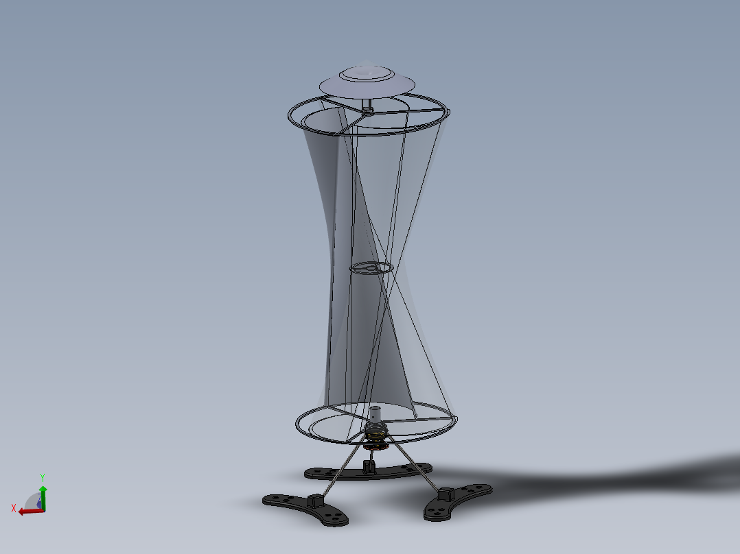 Savonius VAWT 3叶垂直轴风力发电机简易模型3D图纸 Solidworks