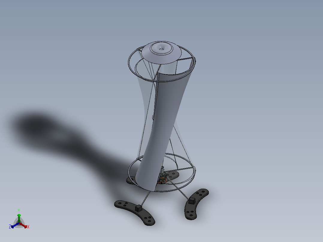 Savonius VAWT 3叶垂直轴风力发电机简易模型3D图纸 Solidworks正等轴测图