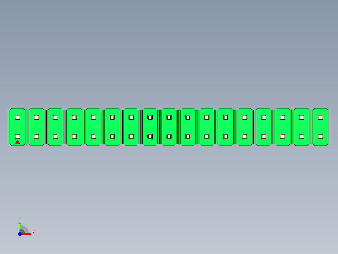 彩色公头100mil（2.54mm）系列-DS1021_green_2x17p_100mil_Type5_rev1.0前视图