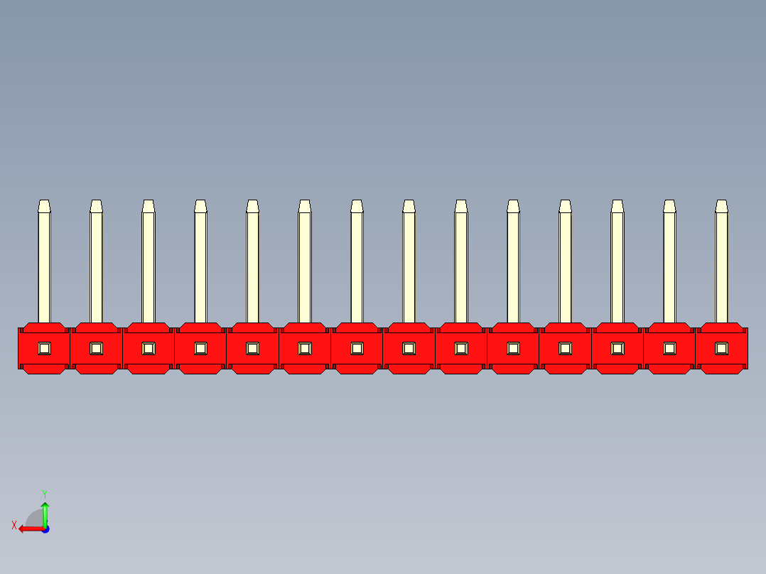 彩色公排针 100mil 2.54mm 系列-DS1022_red_14p_100mil_TypeU_rev1.0后视图
