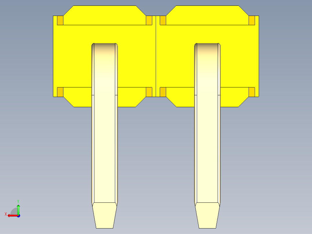 彩色公排针 100mil 2.54mm 系列-DS1022_yellow_1x02p_100mil_TypeD_rev1.0后视图