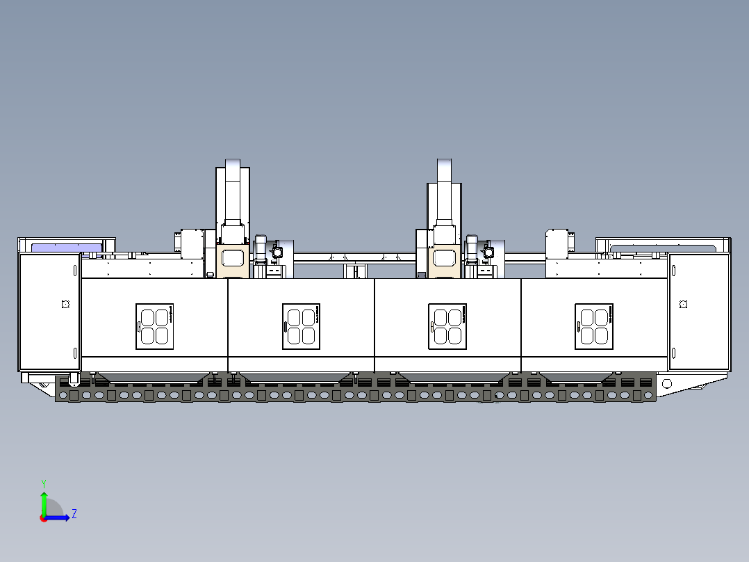 SHY-S6600-双工位双摆动主轴3+2加工中心左视图