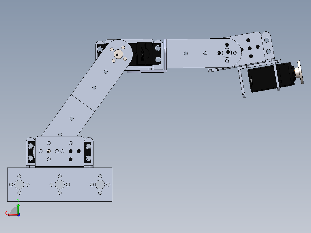 DIY+Arcialic板材机器人Chasie，带有机械手臂和坦克轨道后视图