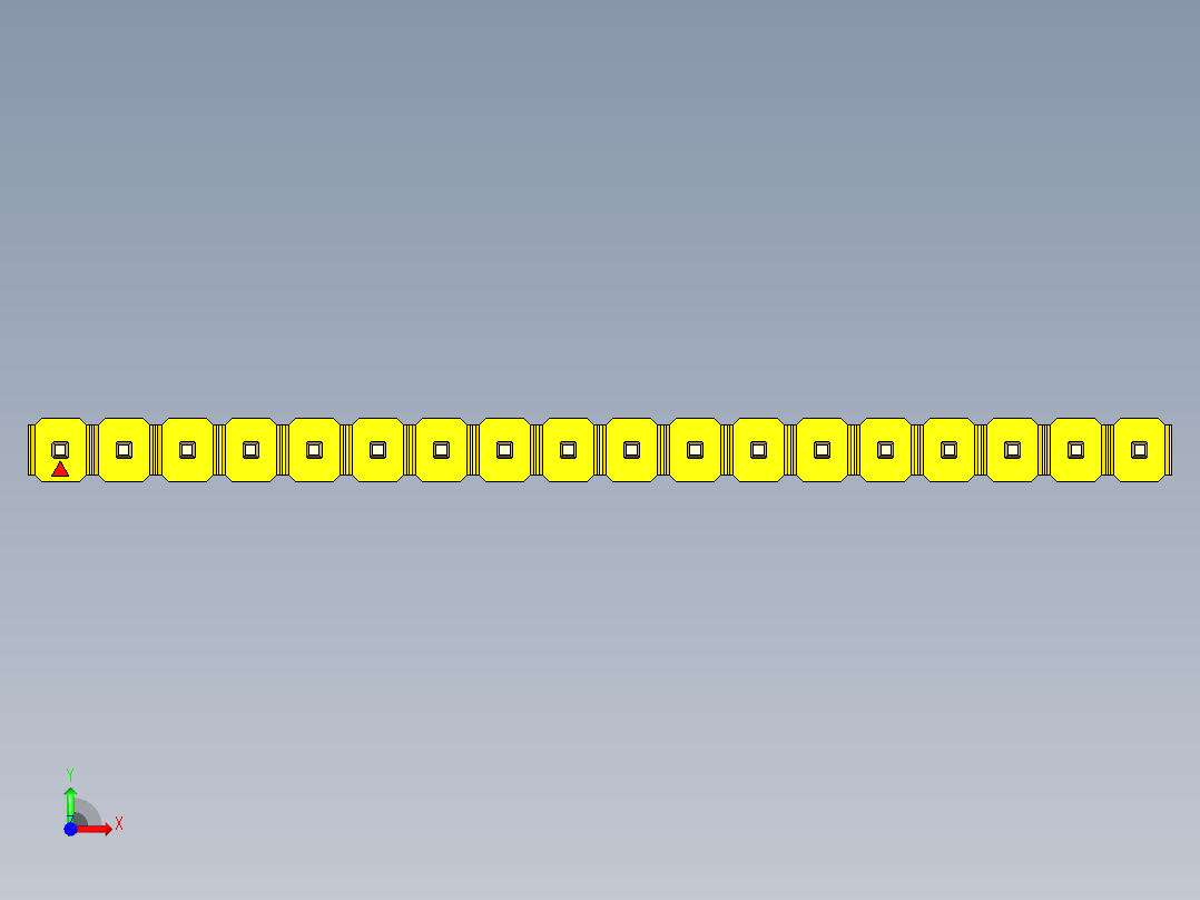 彩色公头100mil（2.54mm）系列-DS1021_yellow_1x18p_100mil_Type43_rev1.0前视图