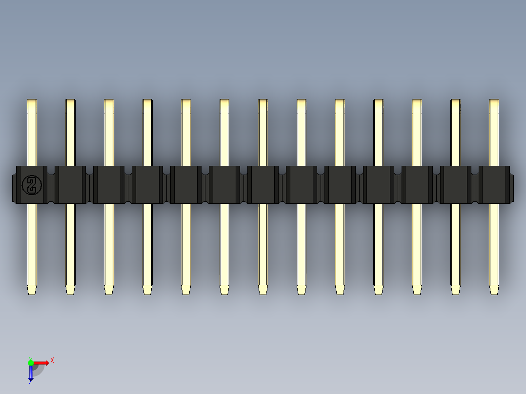 彩色公排针 100mil 2.54mm 系列-DS1022_black_2x13p_100mil_TypeD_rev1.0俯视图