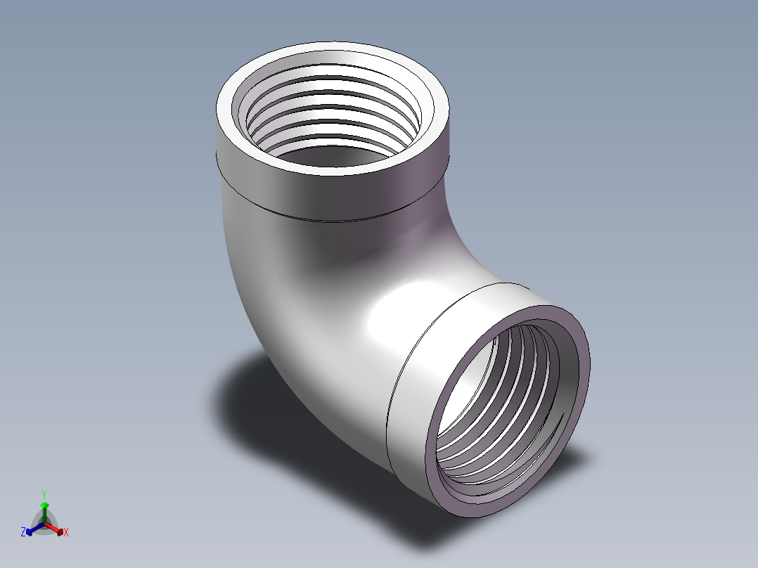 弯头-90°等径 DN15正等轴测图