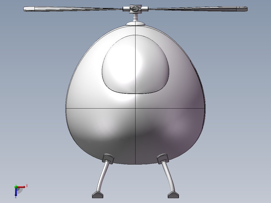 玩具设计直升机三维SW模型俯视图
