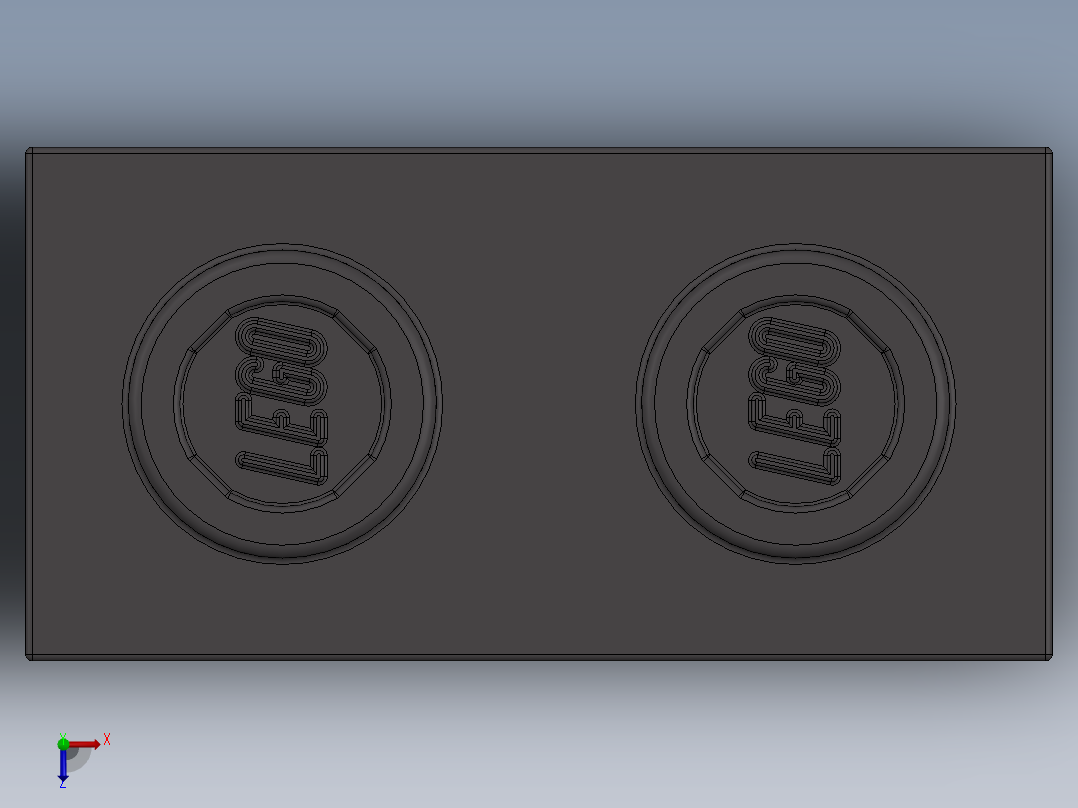 乐高机械组积木（横梁）-4211111 - 3700 Dark Stone Grey Technic Brick 1 x 2 with Hole俯视图