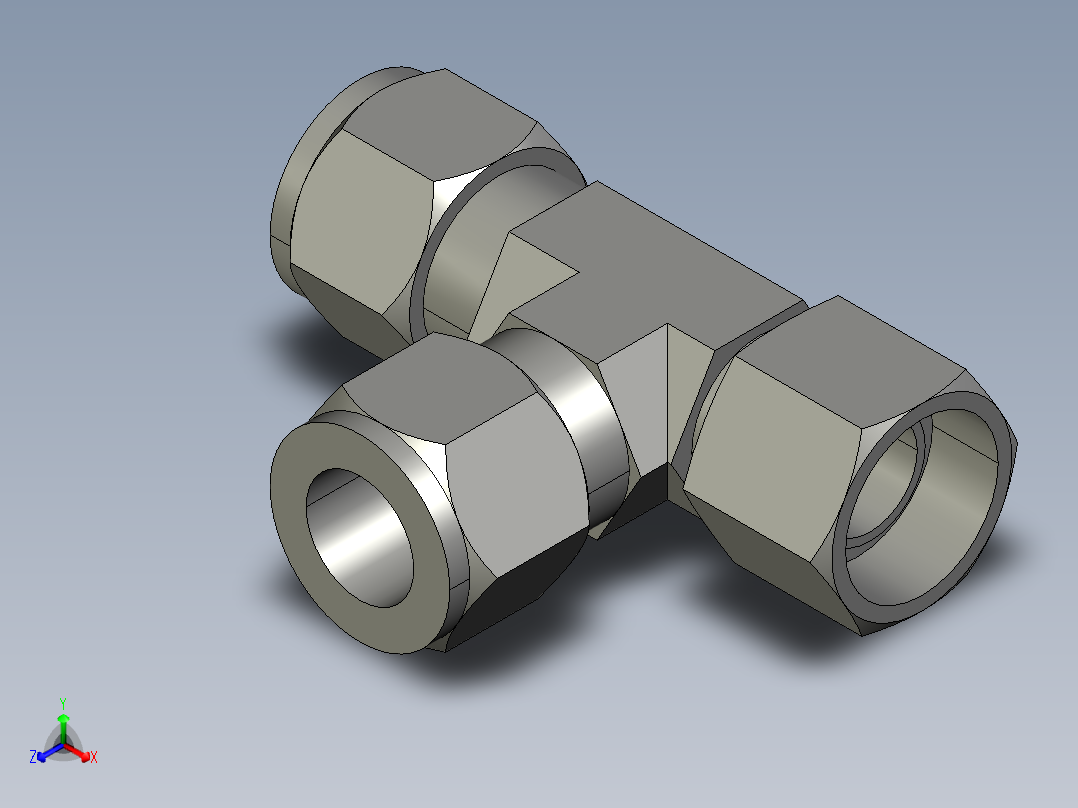 卡套式工业通用硬管接头12_r6bu-s正等轴测图