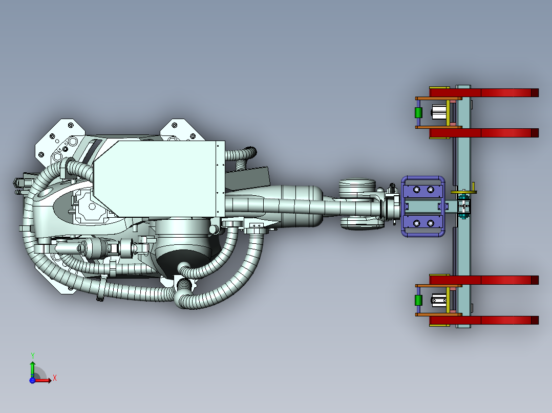 圆棒物料抓取搬运机械手sw20前视图