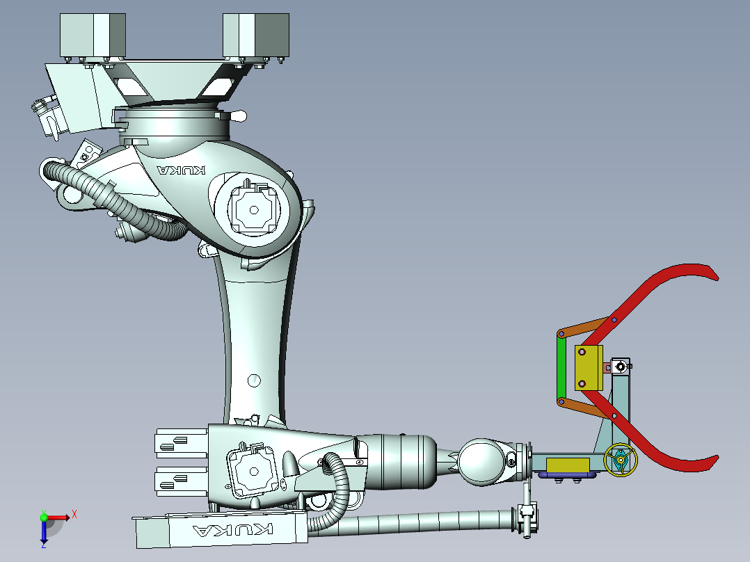 圆棒物料抓取搬运机械手sw20俯视图