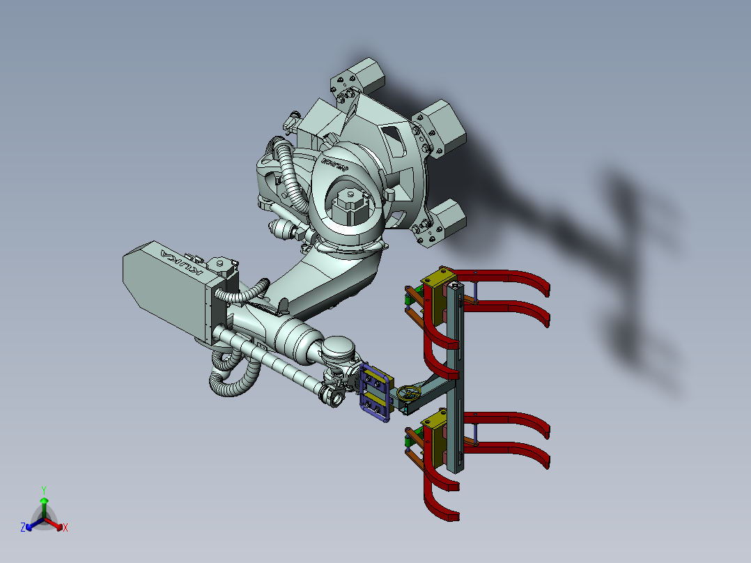 圆棒物料抓取搬运机械手sw20正等轴测图