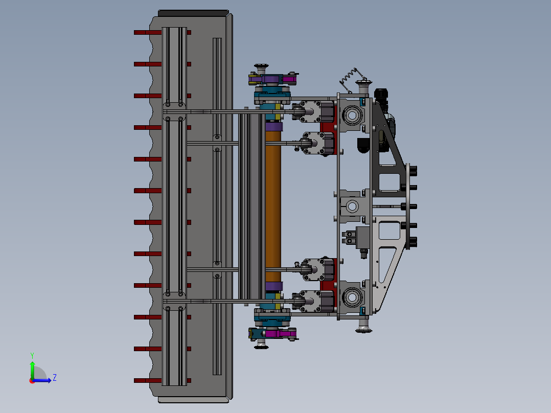 机器人可调式袋夹抓手Solidworks设计 附STEP格式左视图