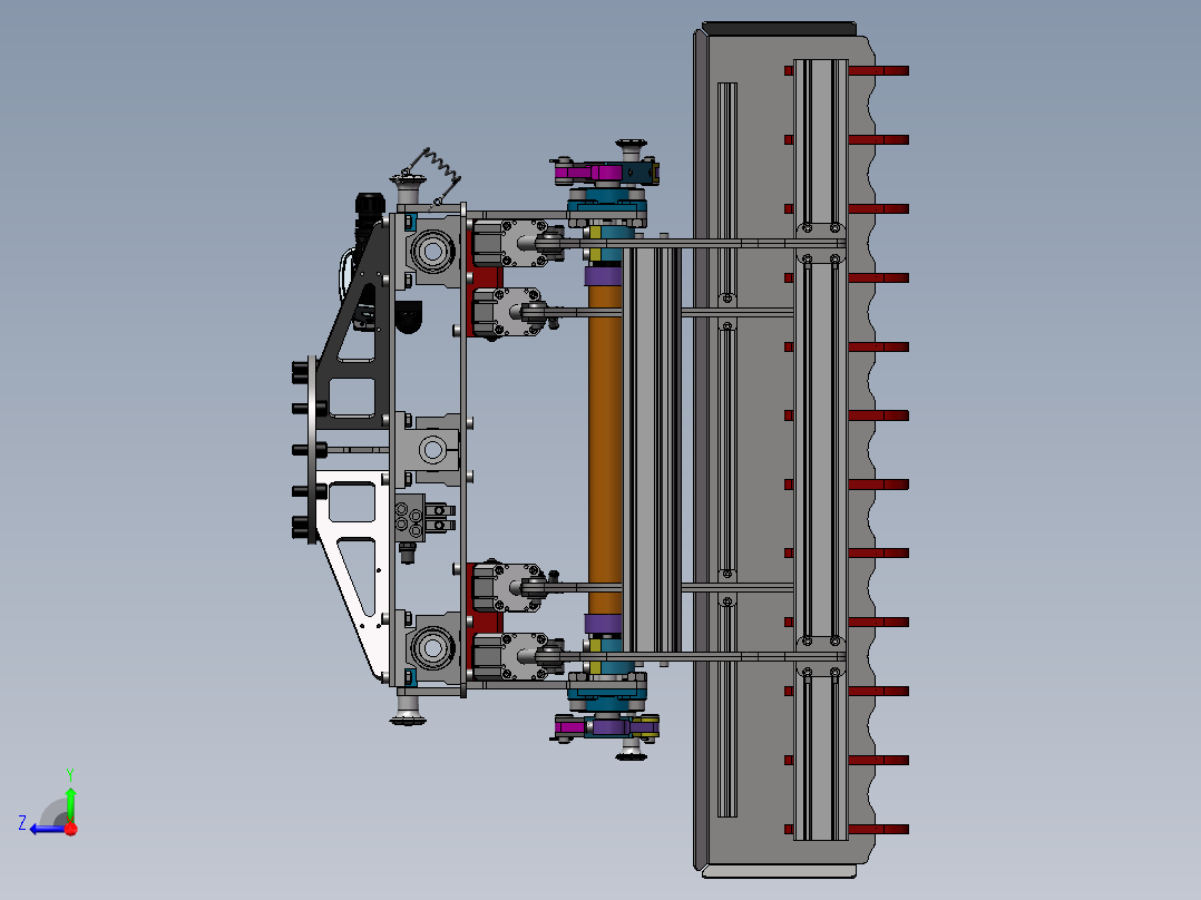 机器人可调式袋夹抓手Solidworks设计 附STEP格式右视图