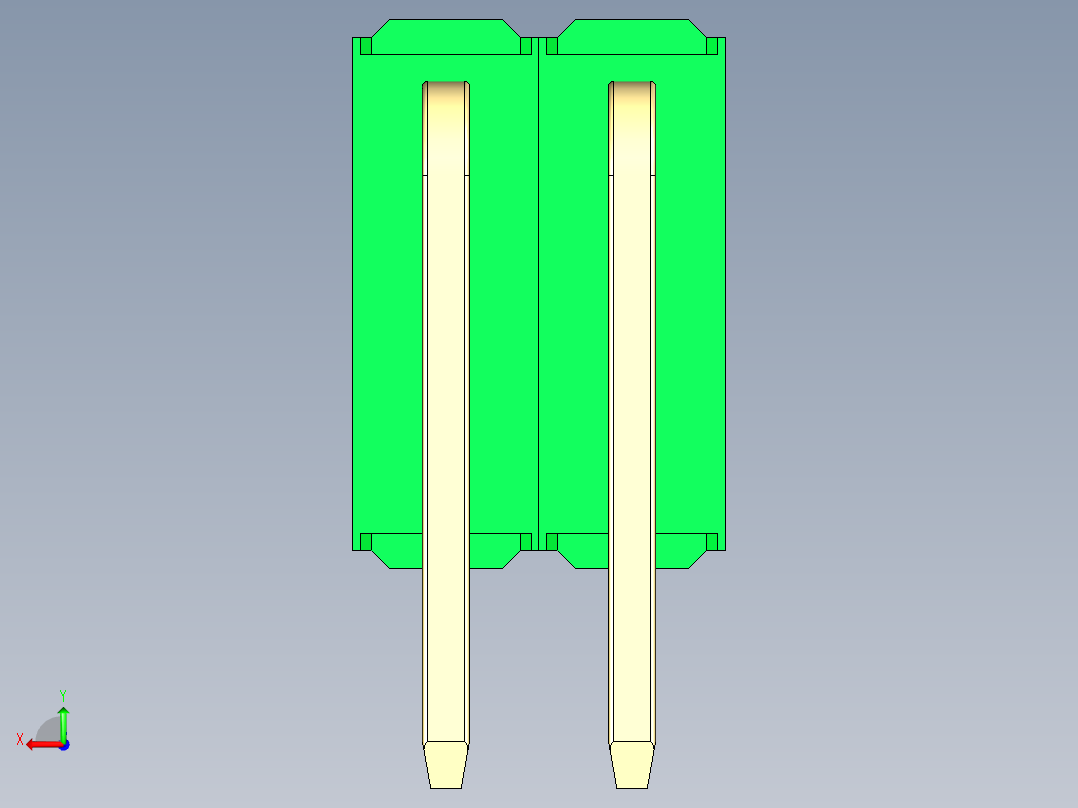 彩色公排针 100mil 2.54mm 系列-DS1022_green_3x02p_100mil_TypeD_rev1.0后视图