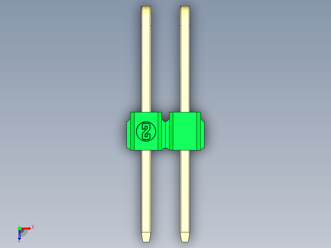 彩色公排针 100mil 2.54mm 系列-DS1022_green_3x02p_100mil_TypeD_rev1.0俯视图
