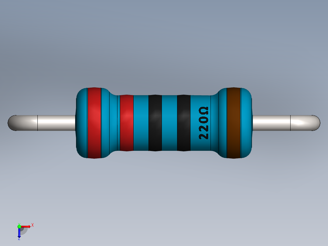 电容器 二极管 电阻器-Resistor 220 Ohm Blue俯视图