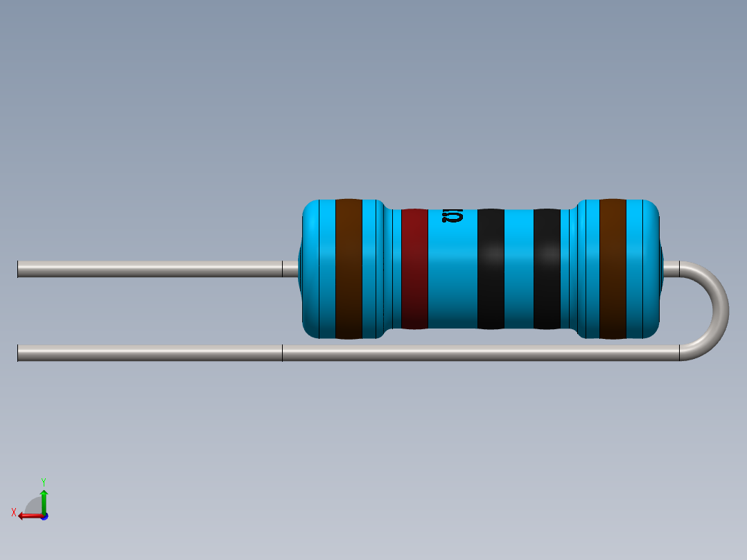 电容器 二极管 电阻器-Resistor Vertical 10K Ohm 1W后视图