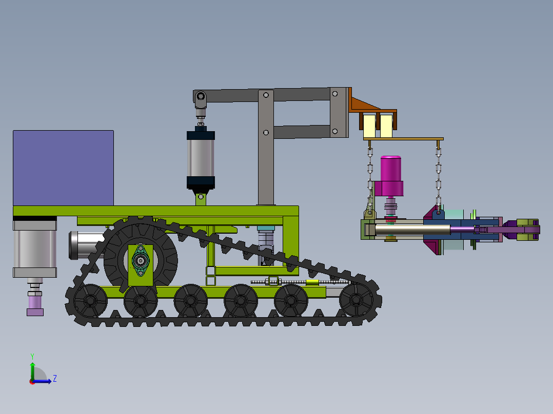 履带式振动采摘机三维+二维1496024左视图