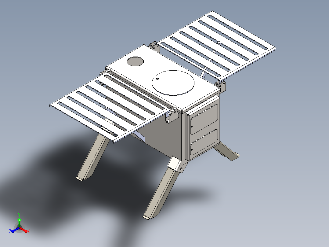折叠烧烤架正等轴测图