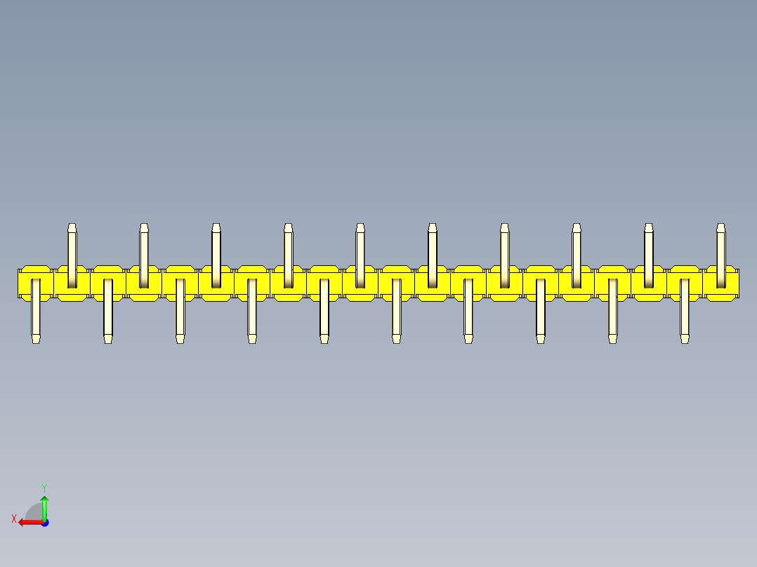 彩色公排针 100mil 2.54mm 系列-DS1022_yellow_20p_100mil_Type_SMT_R1_rev1.0后视图