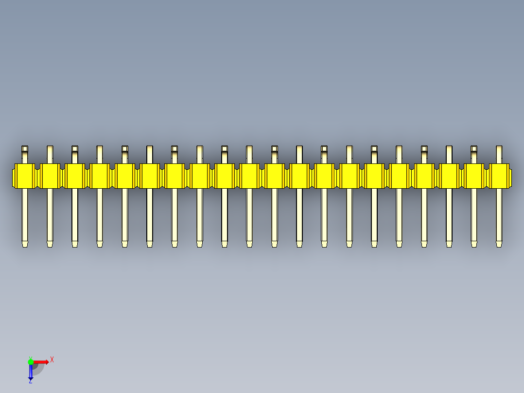 彩色公排针 100mil 2.54mm 系列-DS1022_yellow_20p_100mil_Type_SMT_R1_rev1.0俯视图
