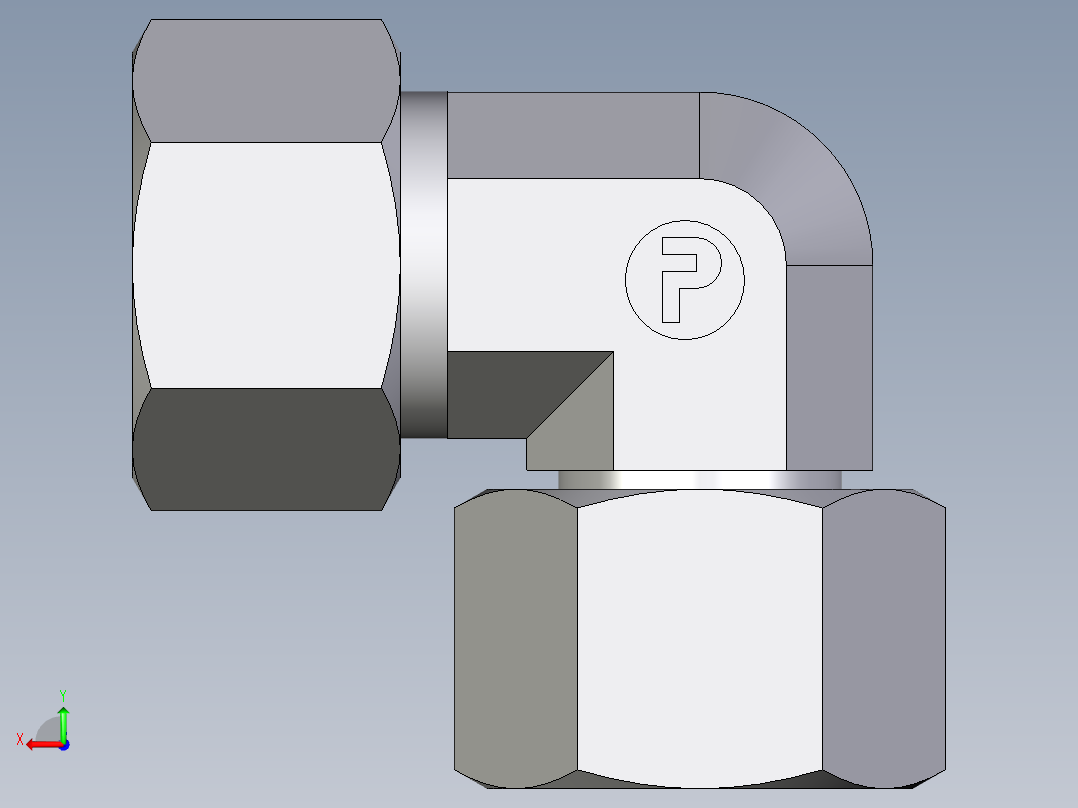 卡套式工业通用硬管接头EO_Swivel_nut_elbow_EW15ZL71后视图