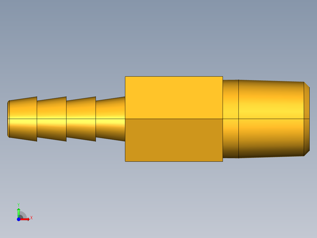 倒齿式工业管接头Hose Barb Tee to Male Pipe 171HB-4-4前视图