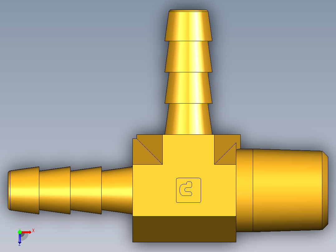 倒齿式工业管接头Hose Barb Tee to Male Pipe 171HB-4-4俯视图