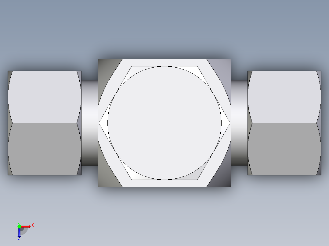 卡套式工业通用硬管接头EO_High_pressure_banjo_tee_TH12LMKDSCF俯视图