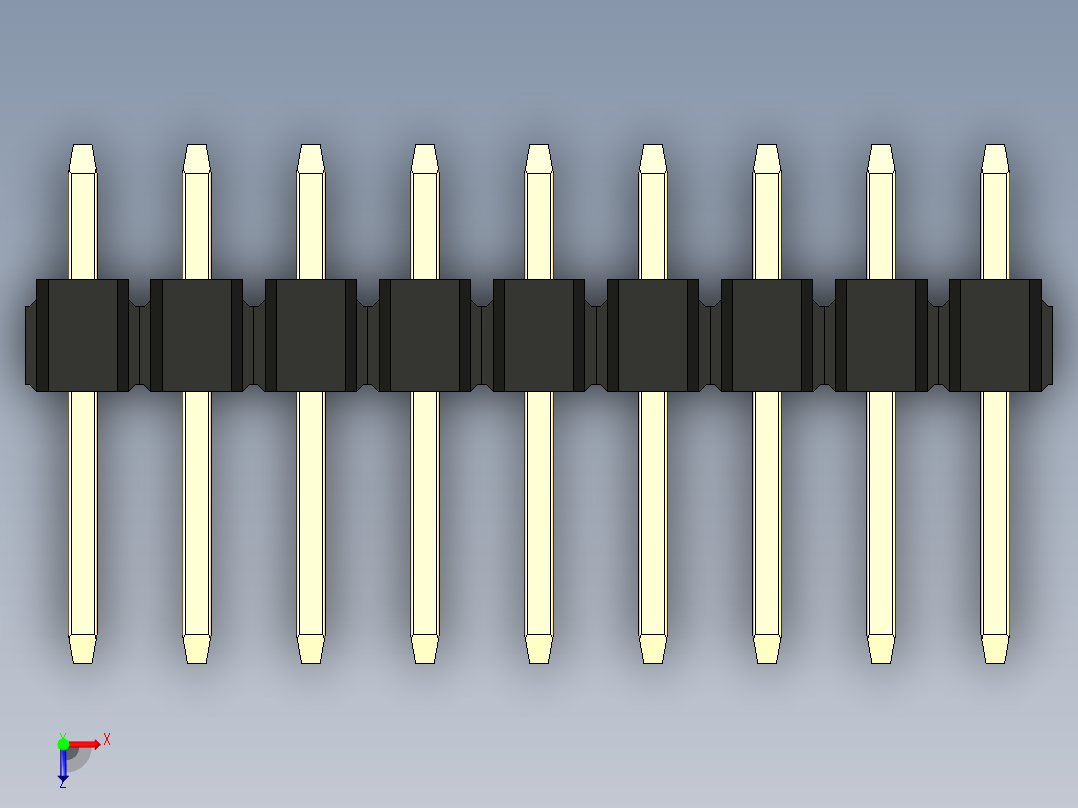 彩色公头100mil（2.54mm）系列-DS1021_black_1x09p_100mil_Type1_rev1.0俯视图