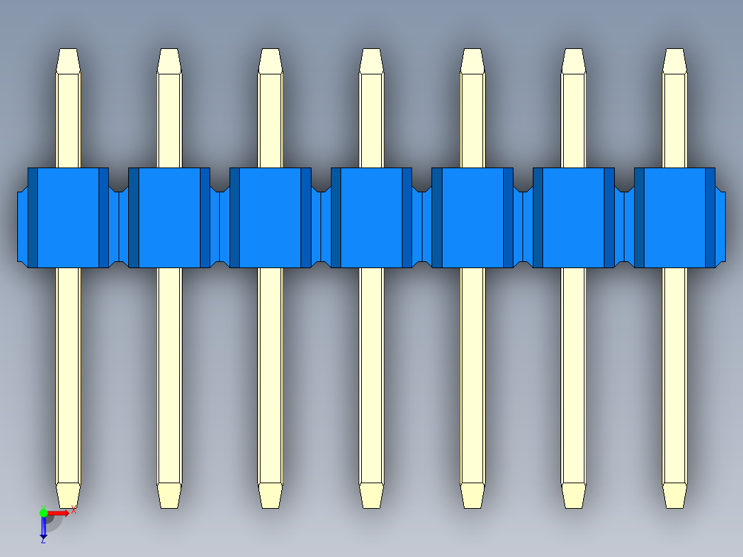 彩色公头100mil（2.54mm）系列-DS1021_blue_1x07p_100mil_Type1_rev1.0俯视图