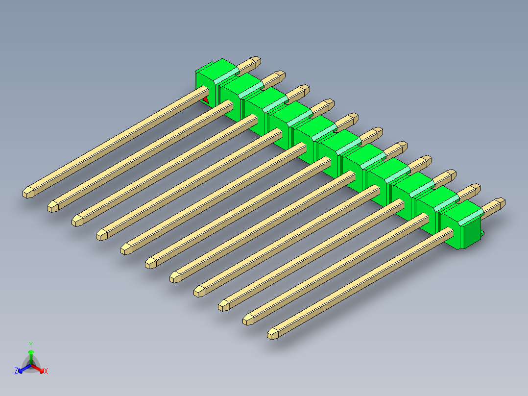 彩色公头100mil（2.54mm）系列-DS1021_green_1x11p_100mil_Type19_rev1.0