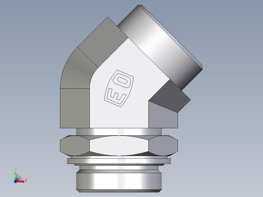 卡套式工业通用硬管接头EO_Adjustable_locknut_45_deg_elbow_VEE35LMOMDCF前视图