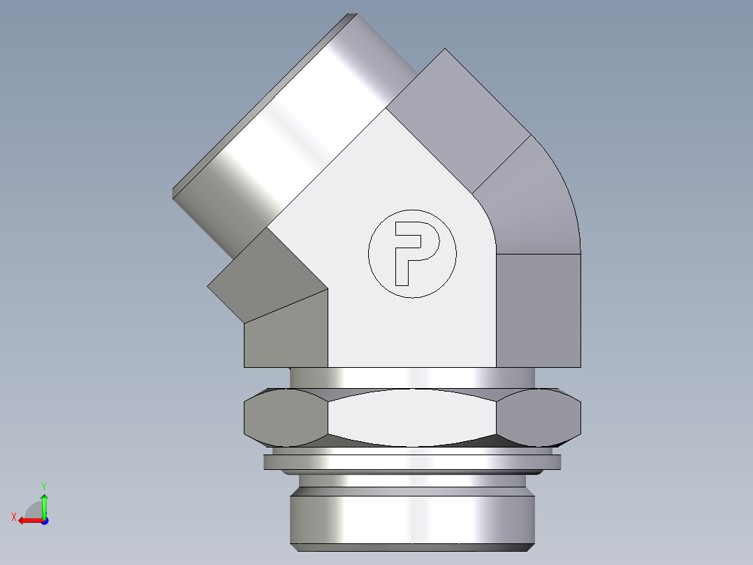 卡套式工业通用硬管接头EO_Adjustable_locknut_45_deg_elbow_VEE35LMOMDCF后视图