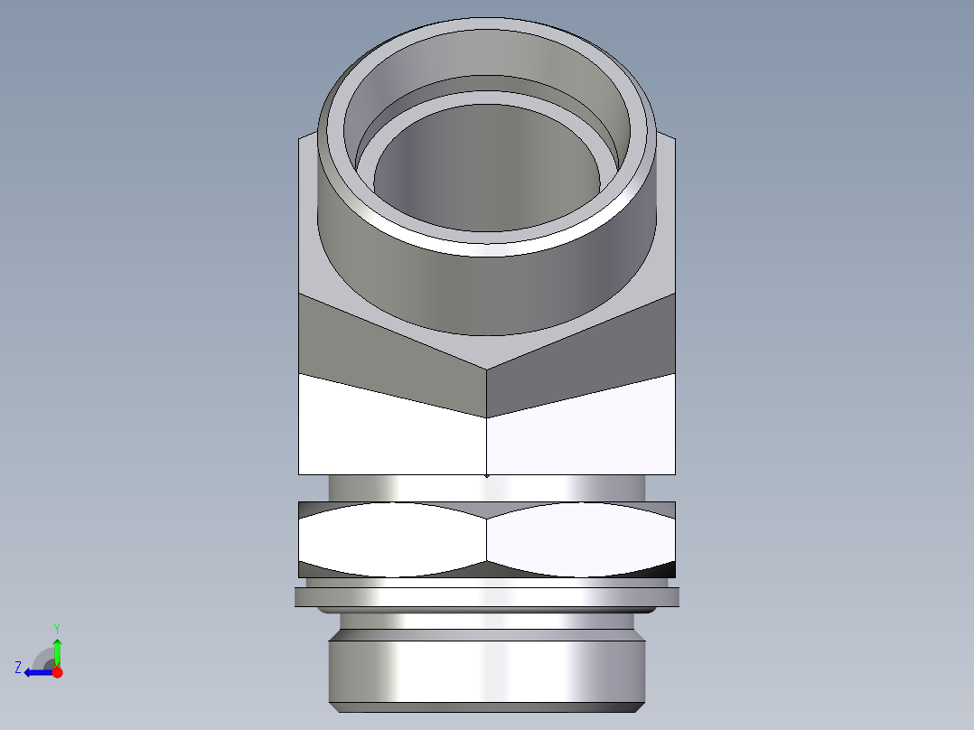 卡套式工业通用硬管接头EO_Adjustable_locknut_45_deg_elbow_VEE35LMOMDCF右视图